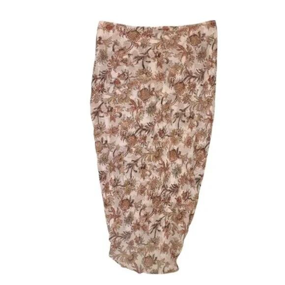 Veronica Beard Silk Midi Skirt Hazel Metallic Floral Asymmetrical Ruffle - Picture 6 of 11
